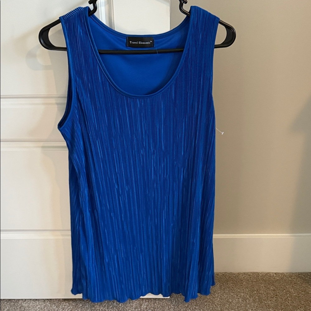 Trent Elizabeth Royal Blue Pleated Tank Top